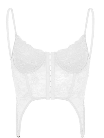 Schmales Bustier-Top mit Mesh-Perspektive und Strapsen