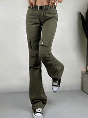 Metal Decor Washed Flare Jeans