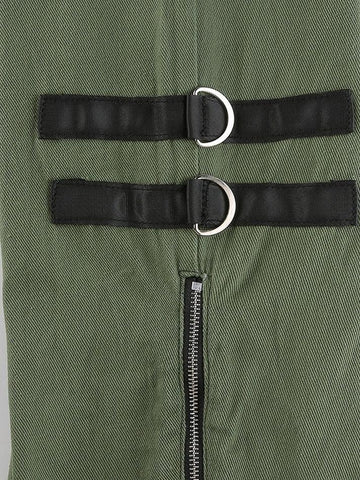 Metal Decor Zipper Cargo Jeans