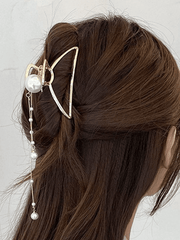 Metal Tassel Pearl Decor Hair Claw
