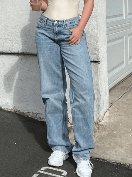 Blue Wash Distressed Stretch Flare Jeans – Omcne