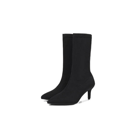 High Heel Sock Ankle Boots - Schwarz