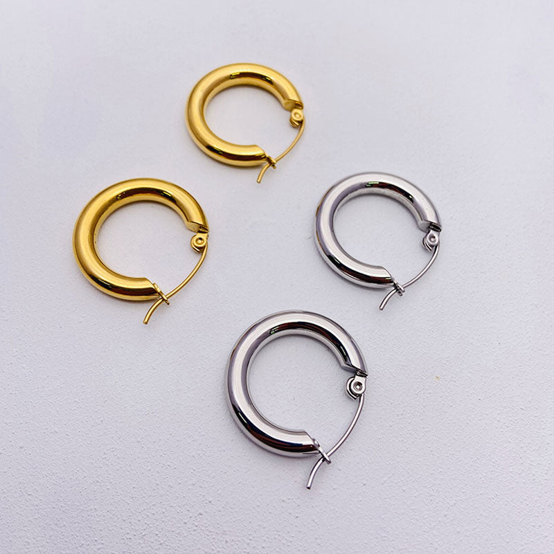 Chunky Small Hoop Earrings - Gold