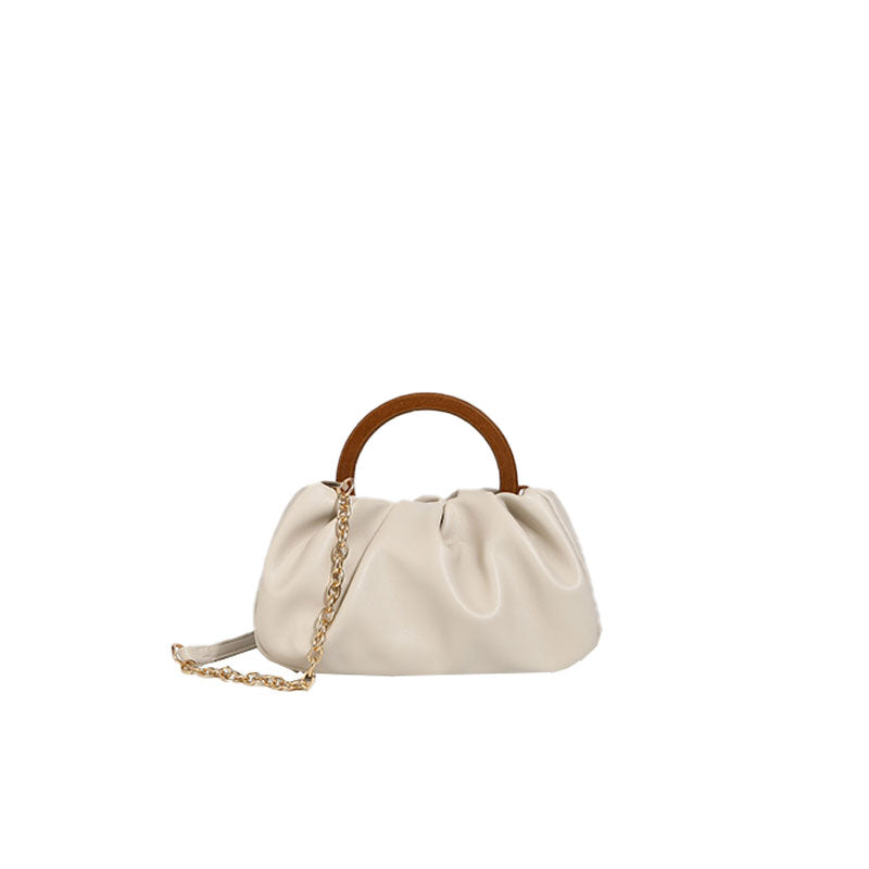 Bolso tote con ribete fruncido - Beige