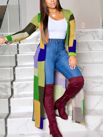 Casual Color Block Cardigan