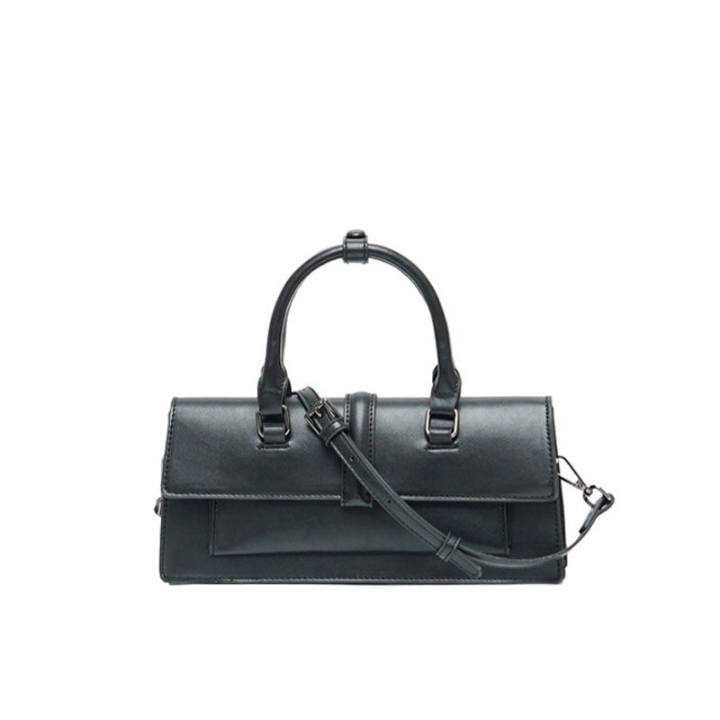 Top Handle Crossbody Baguette Bag - Black