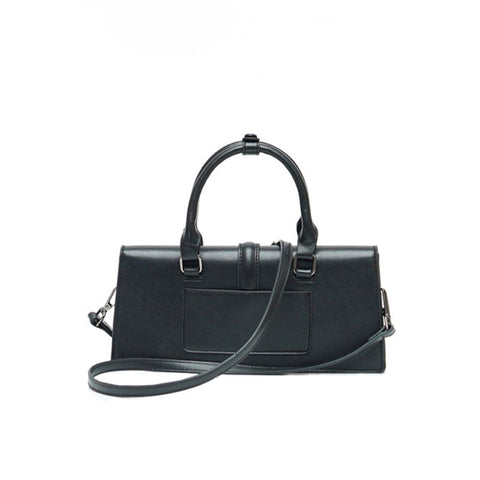 Bolso bandolera tipo baguette con asa superior - Negro