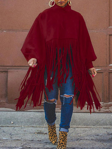 Solid Fringed Suede Top