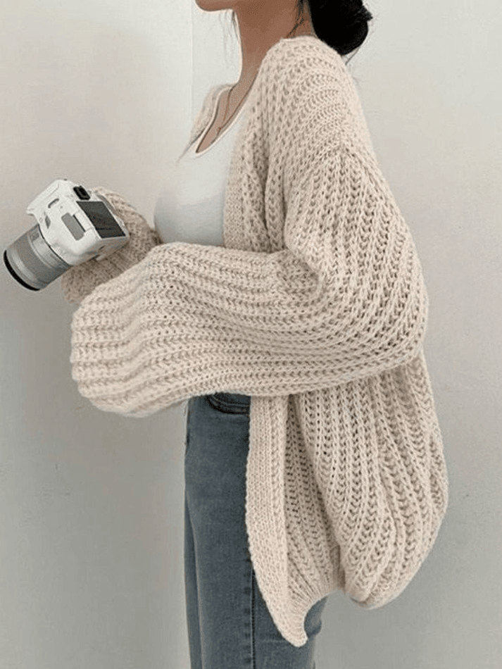 Open Front Long Sleeve Knit Cardigan – Omcne
