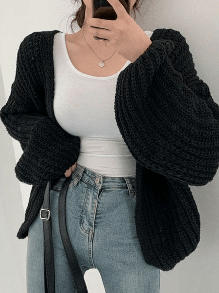 Strickjacke mit offenen Ärmeln und offenem Vorderteil