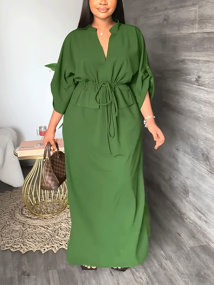 Maxikleid mit V-Ausschnitt und Schlitz