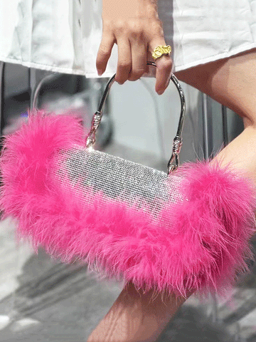 Abend-Clutch mit pelzigem Strass