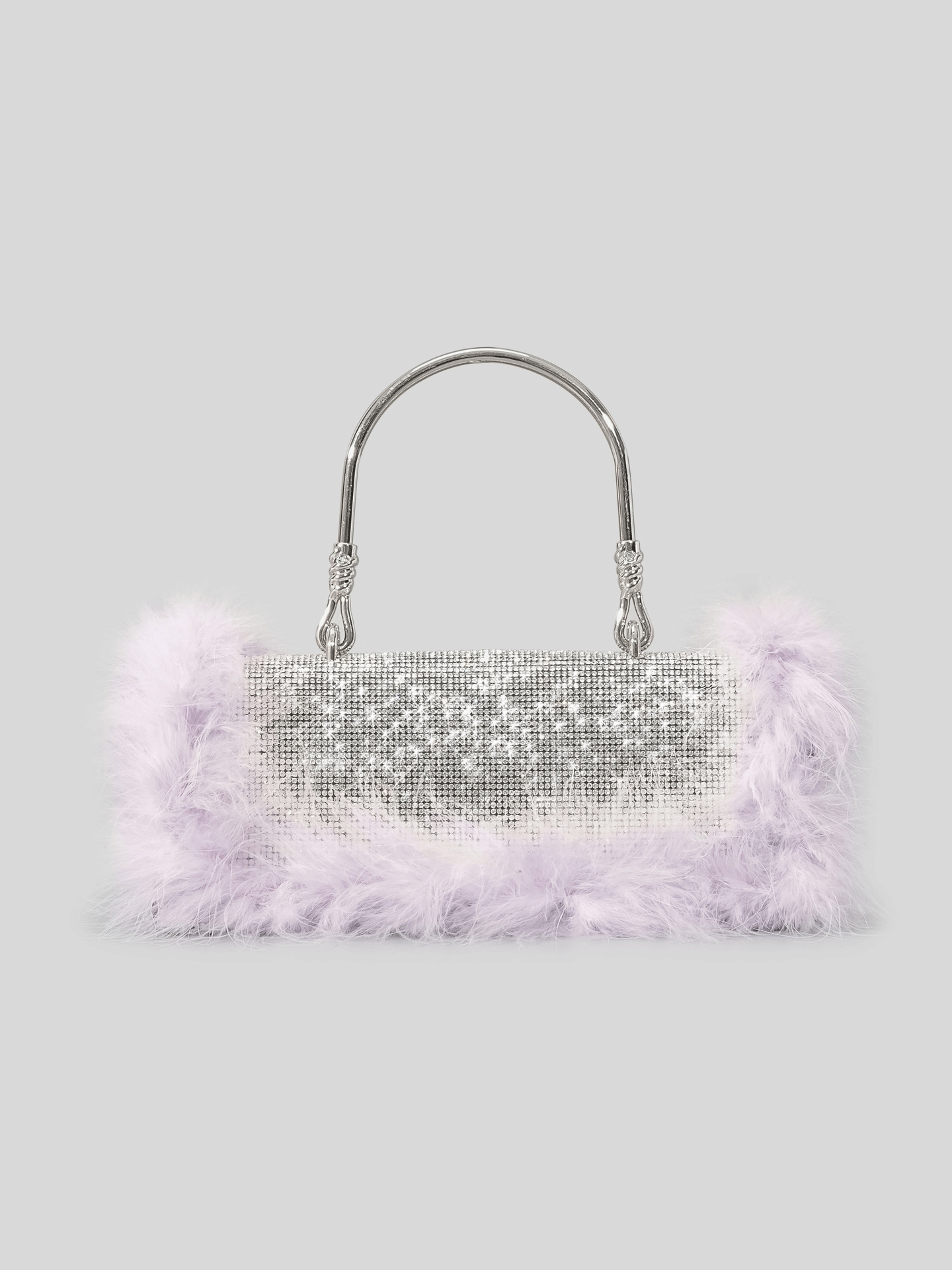 Bolso de mano de noche con diamantes de imitación peludos