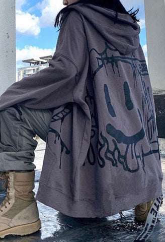 Kapuzenjacke mit Reißverschluss und Graffiti-Print