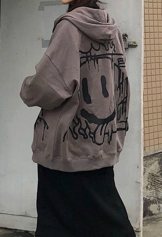 Kapuzenjacke mit Reißverschluss und Graffiti-Print