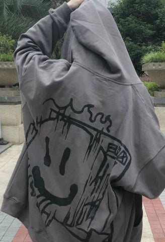 Kapuzenjacke mit Reißverschluss und Graffiti-Print