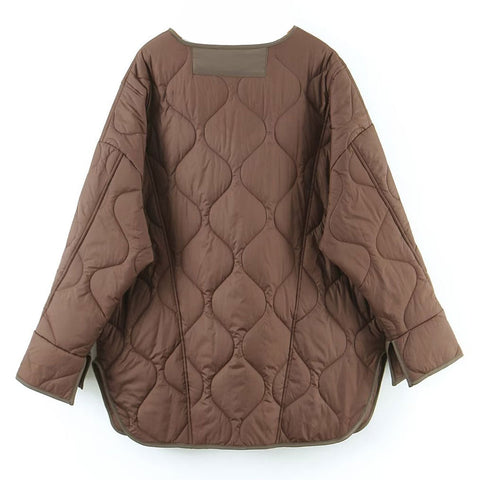 Long Sleeve Flap Pocket Quilted Jacket - Chocolate