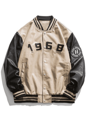 Oversized Pu Leather Varsity Jacket – Omcne