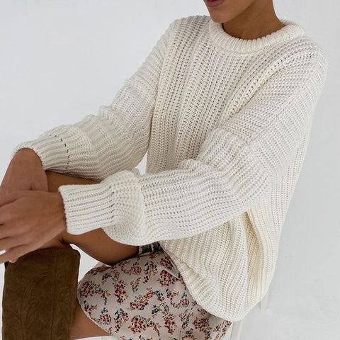 Suéter de cuello redondo color caramelo - Beige