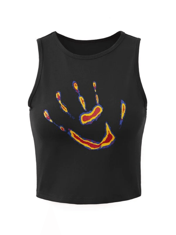 Palm Graphic Cropped Tank Top