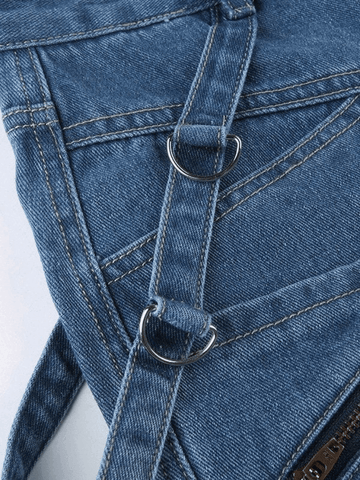 Baggy-Cargojeans im Patchwork-Look in blauer Waschung