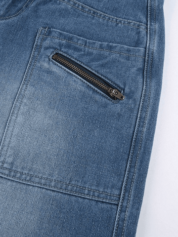 Baggy-Cargojeans im Patchwork-Look in blauer Waschung