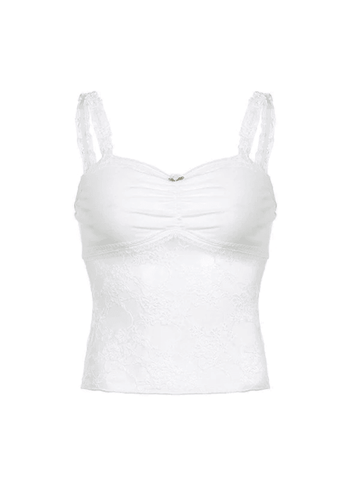 Patchwork Lace White Crop Cami Top