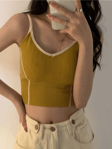 Gepolstertes Crop-Camisole mit Patchwork-Muster