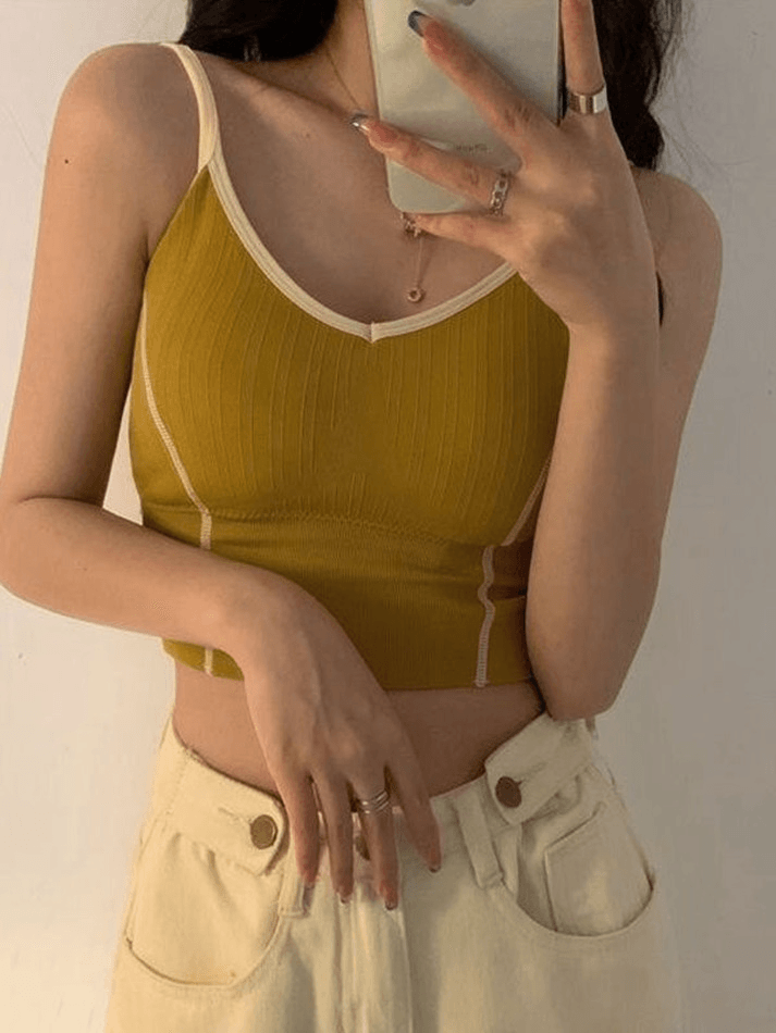 Patchwork Padded Crop Cami Top
