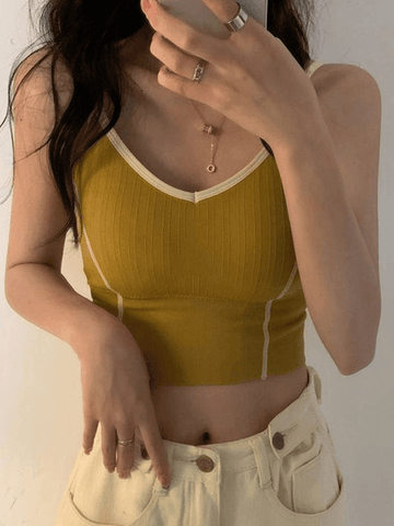 Patchwork Padded Crop Cami Top