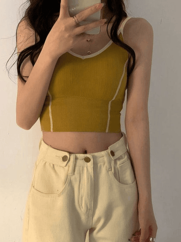 Patchwork Padded Crop Cami Top