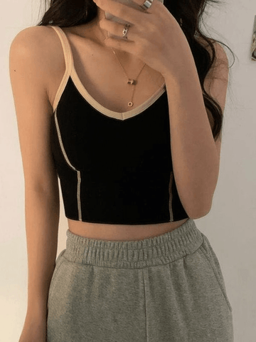 Gepolstertes Crop-Camisole mit Patchwork-Muster