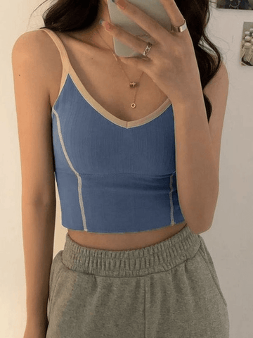 Gepolstertes Crop-Camisole mit Patchwork-Muster