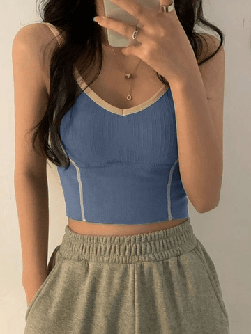 Gepolstertes Crop-Camisole mit Patchwork-Muster