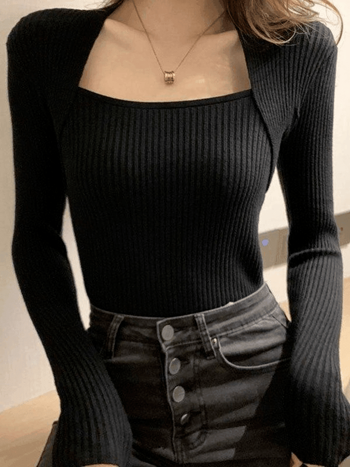 Patchwork Rib Jacket Patchwork Rib Knit Sweater – Omcne