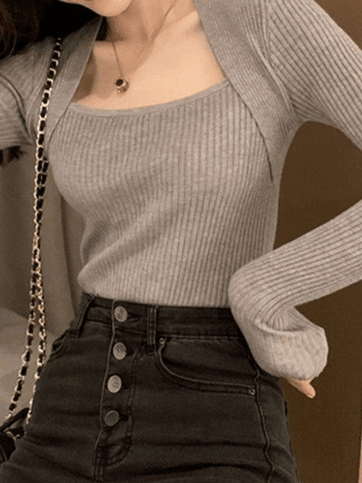 Patchwork Rib Jacket Patchwork Rib Knit Sweater – Omcne