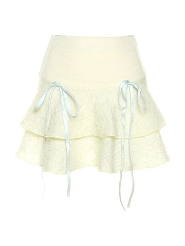 Patchwork Tiered Ruffle Mini Skirt