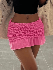 Plain Stretch Smocked Mini Skirt