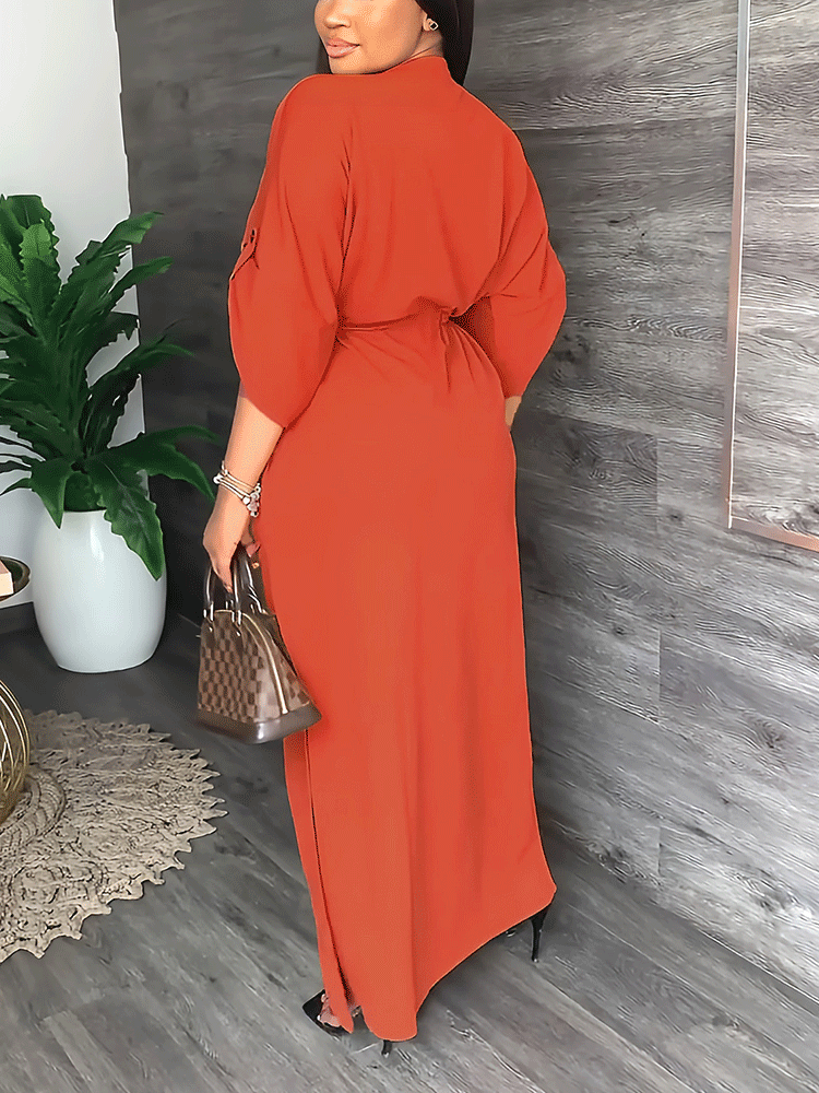 V-neck Split Maxi Dress