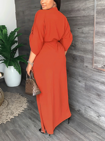 V-neck Split Maxi Dress