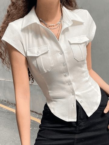 Blusa corta con bolsillos