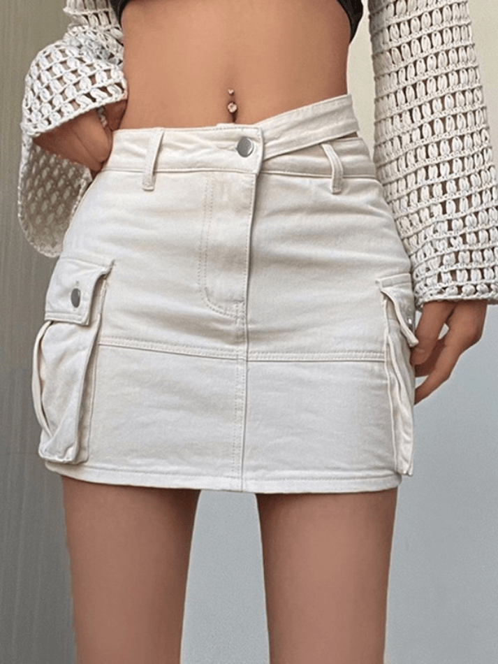 Pocket Denim Cargo Mini Skirt