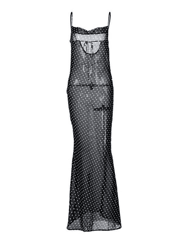 Polka Dot Sheer Mesh Maxi Dress