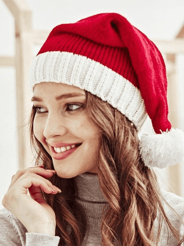 Pom Pom Crochet Knit Christmas Hat