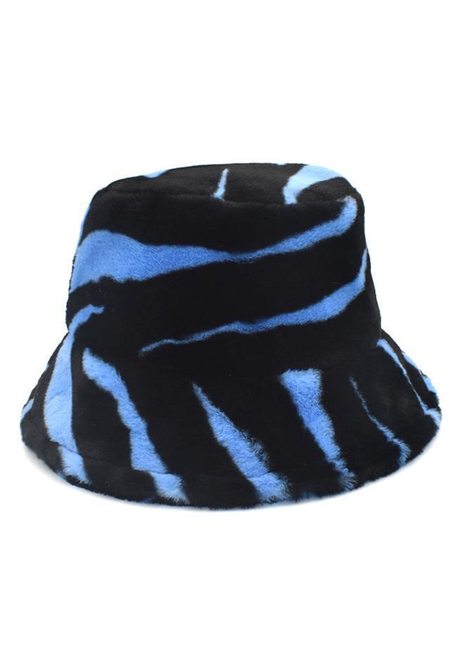 Printed Fuzzy Warm Bucket Hat