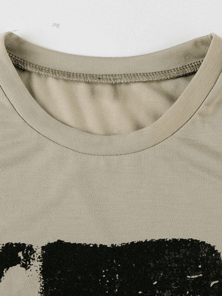 Printed Short Sleeve Crop Top