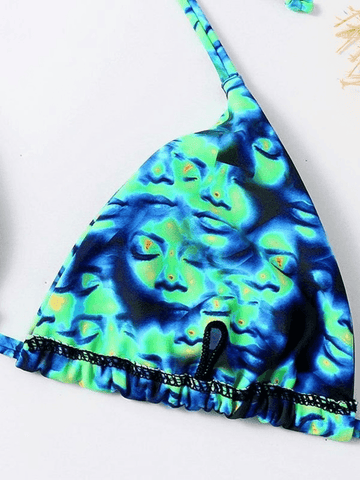 Psychedelic Print Halter Bikini Set