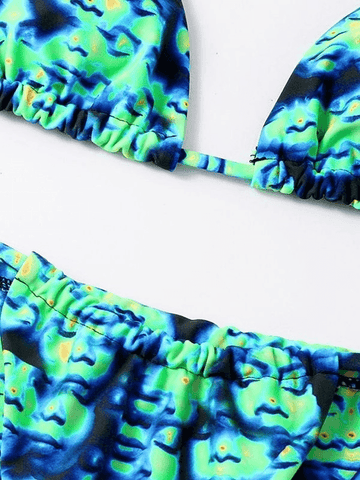 Neckholder-Bikini-Set mit psychedelischem Print