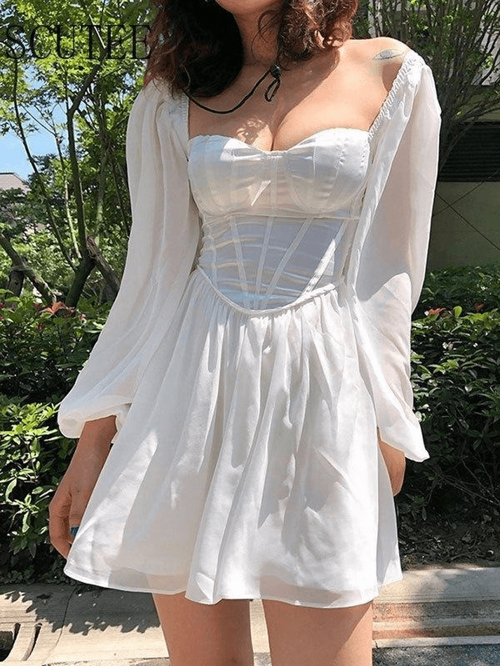 Puff Sleeve Corset Mini Dress