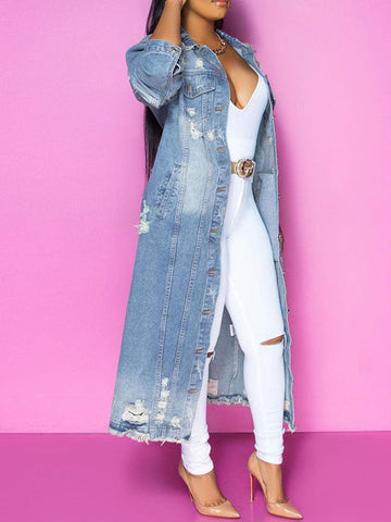 Casual Ripped Denim Jacket Coat